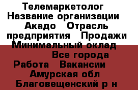 Телемаркетолог › Название организации ­ Акадо › Отрасль предприятия ­ Продажи › Минимальный оклад ­ 30 000 - Все города Работа » Вакансии   . Амурская обл.,Благовещенский р-н